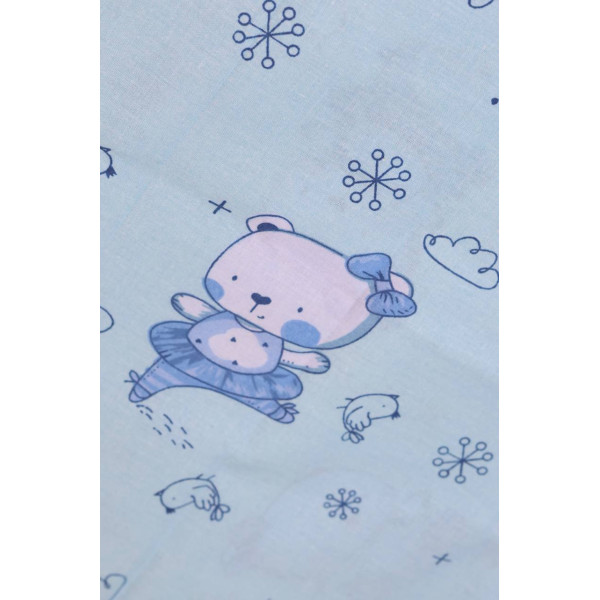 Бавовняна пелюшка · 90×70 см · Блакитна з ведмедиком — Babywear