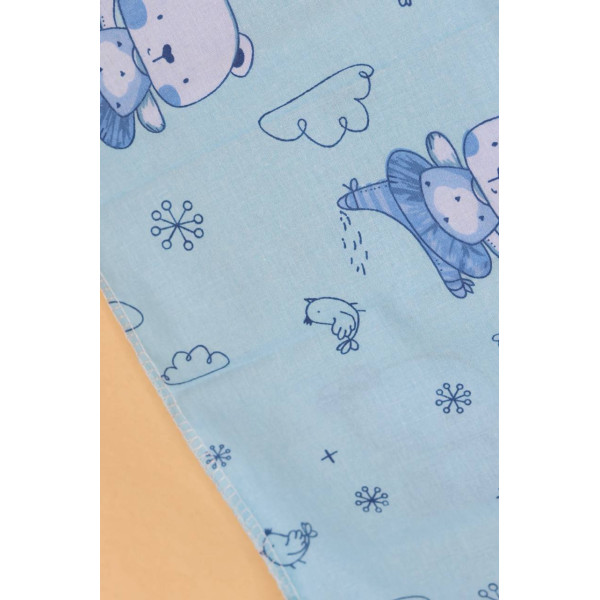 Бавовняна пелюшка · 90×70 см · Блакитна з ведмедиком — Babywear