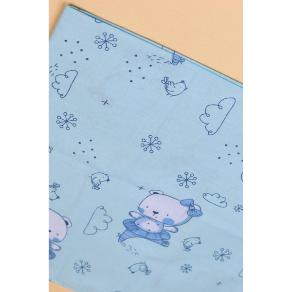 Бавовняна пелюшка · 90×70 см · Блакитна з ведмедиком — Babywear