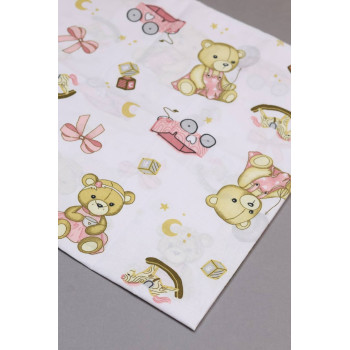 Бавовняна пелюшка · 90×110 см · Біла з ведмедиком — Babywear
