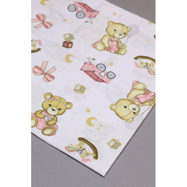 Бавовняна пелюшка · 90×110 см · Біла з ведмедиком — Babywear