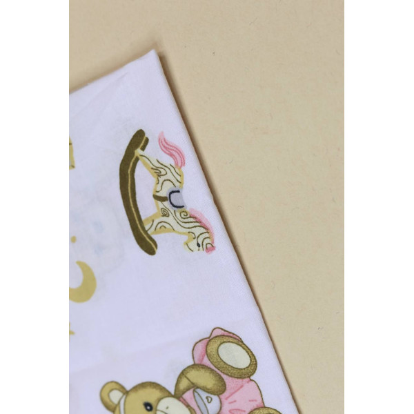 Бавовняна пелюшка · 90×110 см · Біла з ведмедиком — Babywear