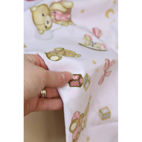 Бавовняна пелюшка · 90×110 см · Біла з ведмедиком — Babywear
