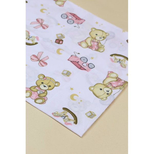 Бавовняна пелюшка · 90×110 см · Біла з ведмедиком — Babywear