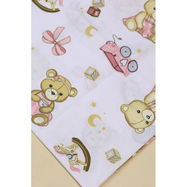 Бавовняна пелюшка · 90×110 см · Біла з ведмедиком — Babywear
