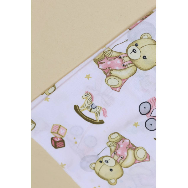 Бавовняна пелюшка · 90×110 см · Біла з ведмедиком — Babywear