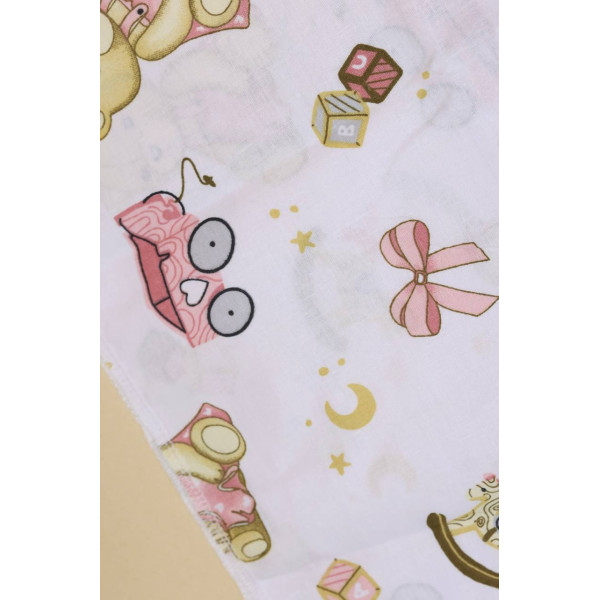 Бавовняна пелюшка · 90×110 см · Біла з ведмедиком — Babywear