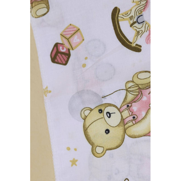 Бавовняна пелюшка · 90×110 см · Біла з ведмедиком — Babywear