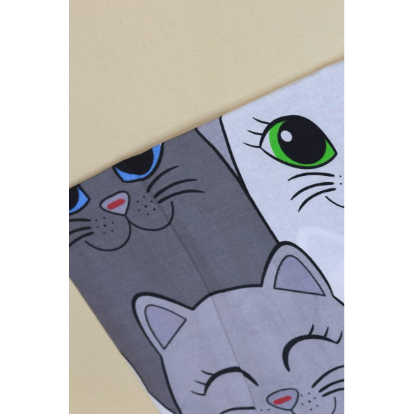 Бавовняна пелюшка · 90×110 см · Котики сірий фон — Babywear