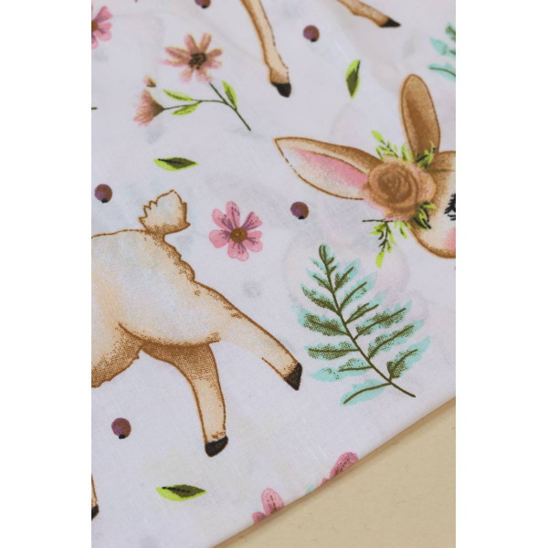 Бавовняна пелюшка · 90×70 см · Олені та квіточки — Babywear