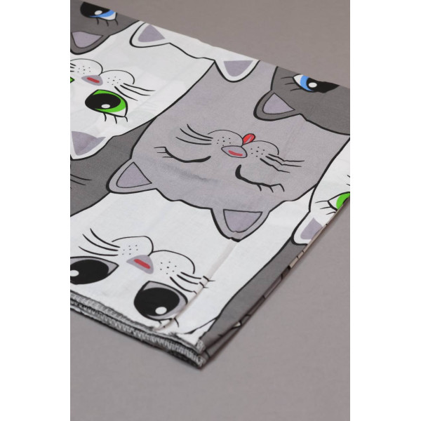 Непромокаюча пелюшка · 80×65 см · Сіра з котиками — Babywear