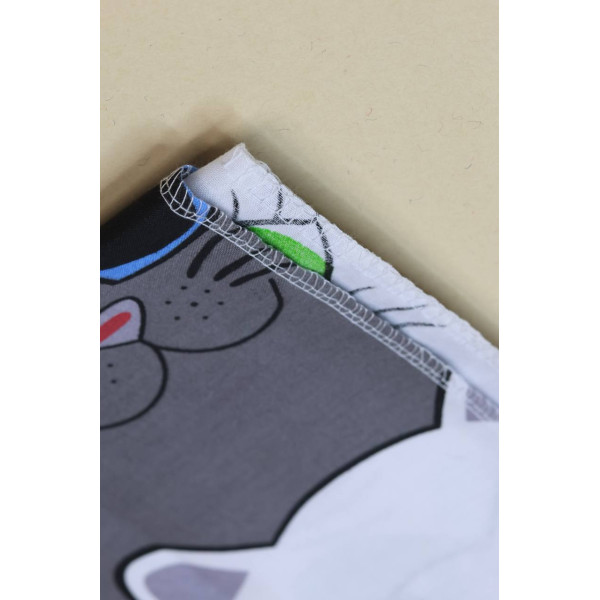 Непромокаюча пелюшка · 80×65 см · Сіра з котиками — Babywear