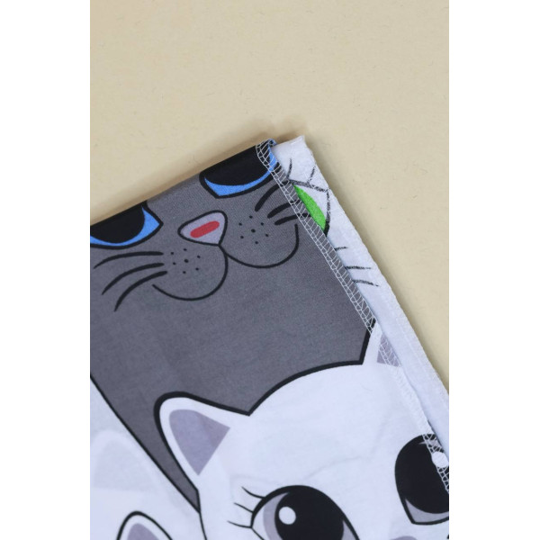 Непромокаюча пелюшка · 120×60 см · Сіра з котиками — Babywear