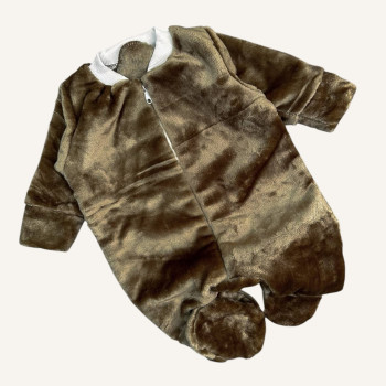 Плюшевий комфортний  комбінезон без капюшона Коричневий (56–92)